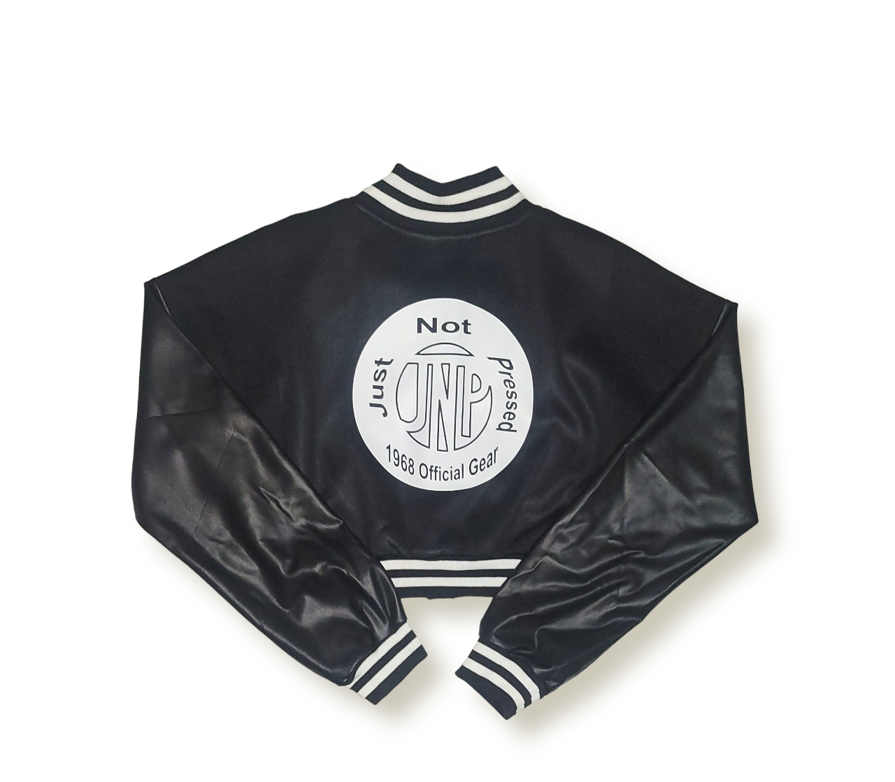 Blue Cropped Satin Bomber Varsity Jacket Medium