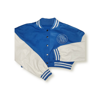 Women's Royal Blue Varsity Baseball Crop Top Bomber