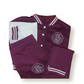 Women's Pink & Gray Varsity Baseball Crop Top Bomber Jacket Set