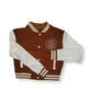 Women's Black Varsity Baseball Crop Top Bomber