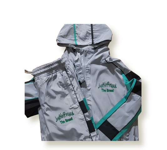 Gray & Turquoise  Windbreaker Set