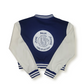 Women's Navy Blue Varsity Baseball Crop Top Bomber