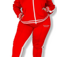 Black & Red Women's Plus Size Fashion Track Set