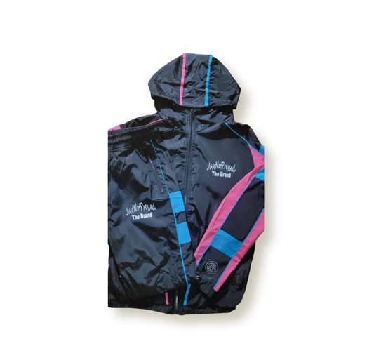 Black & Pink Multicolor Windbreaker Set