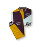 Women's Purple & Yellow Varsity Baseball Crop Top Bomber Jacket Set
