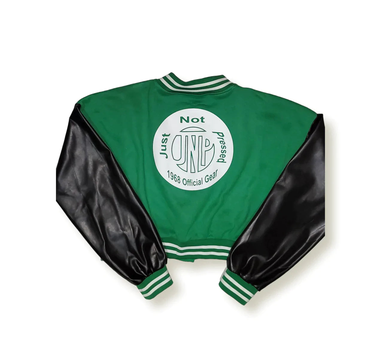 Women's Black Varsity Baseball Crop Top Bomber