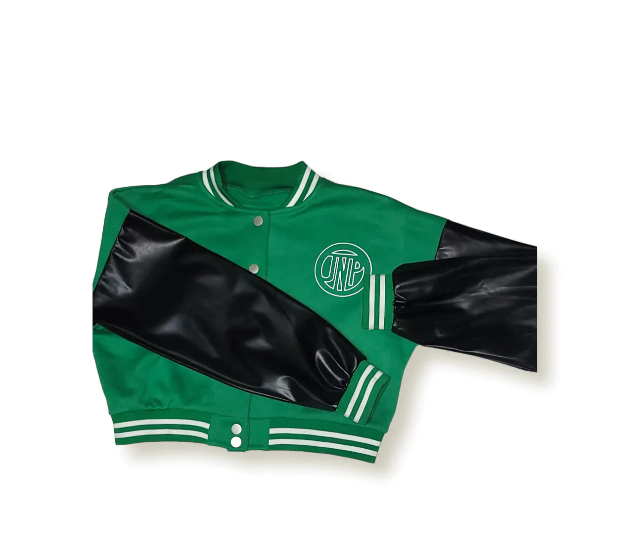 Women's Black Varsity Baseball Crop Top Bomber