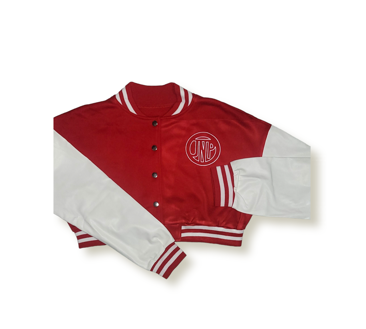 Women's Red Varsity Baseball Crop Top Bomber